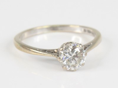 Lot 2376 - An 18ct white gold diamond solitaire ring,...