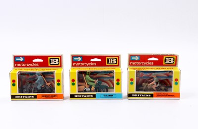 Lot 1684 - Britains Motorcycles Series boxed group, 3...