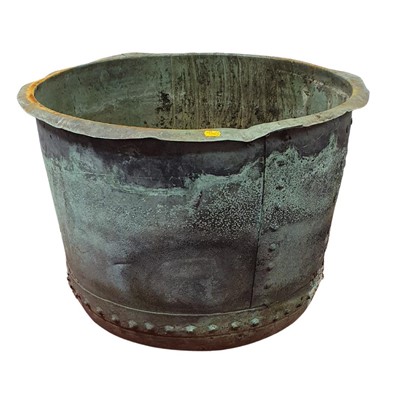 Lot 2687 - A circa 1900 large copper log bucket of...