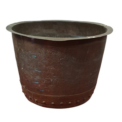 Lot 2688 - A circa 1900 copper log bucket of circular...