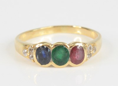 Lot 2315 - A yellow metal multi-stone dress ring,...