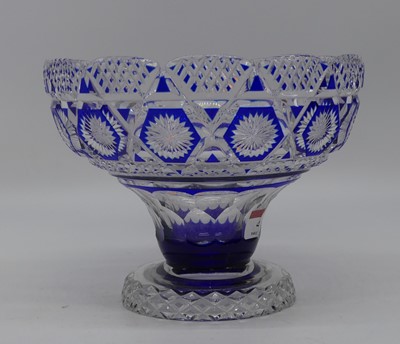 Lot 4 - A blue overlaid crystal bowl, with star cut...