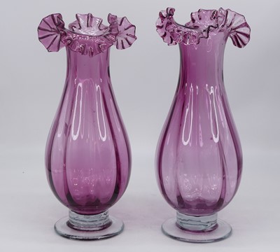 Lot 16 - A pair of Victorian style amethyst glass vases,...