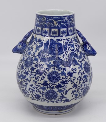 Lot 18 - A Chinese blue & white vase, of Hu form,...