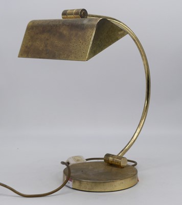 Lot 19 - A 20th century brass adjustable desk lamp,...