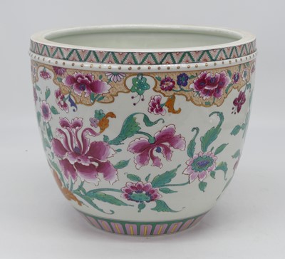Lot 21 - A Chinese porcelain jardiniere, enamel...