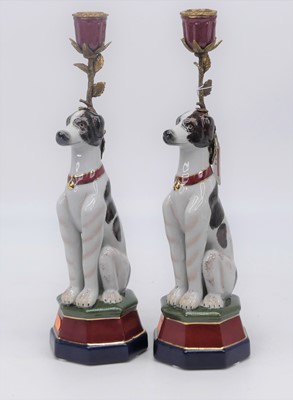 Lot 24 - A pair of continental porcelain and gilt metal...