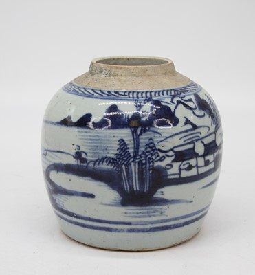 Lot 33 - A Chinese blue and white glazed ginger jar,...