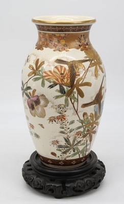 Lot 34 - A Japanese Satsuma vase, of baluster form,...