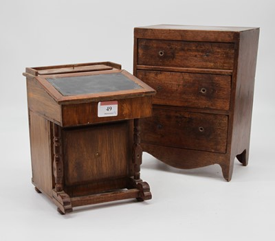 Lot 49 - A 19th century mahogany apprentice chest,...