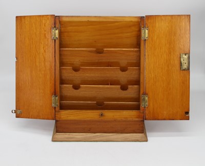 Lot 53 - An early 20th century light oak stationery box,...