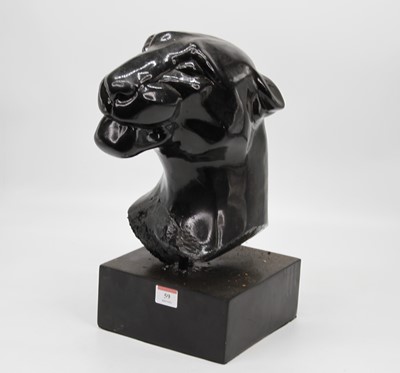 Lot 59 - A black painted composite head of a jaguar...