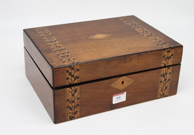 Lot 64 - A Victorian Tunbridge ware work box, with a...