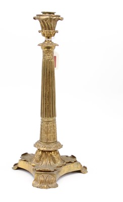 Lot 73 - A 19th century brass oil lamp base in the form...