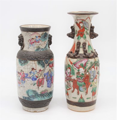Lot 38 - A Chinese Nanking vase, enamel decorated with...