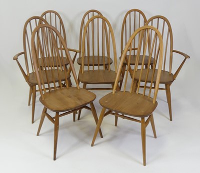 Lot 454 - A set of eight 1960s Ercol blond elm Windsor...