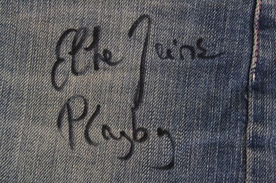 Lot 1222 - Elke Jeinsen, a blue denim Playboy skirt,...