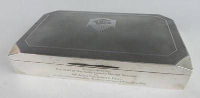 Lot 177 - An art Deco silver table cigarette box, having...