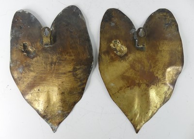 Lot 246 - A pair of Arts & Crafts brass wall sconces,...