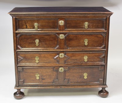 Lot 2706 - A Jacobean period oak chest of four long...