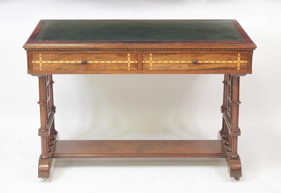 Lot 2708 - A Victorian walnut two drawer writing table,...