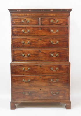 Lot 2709 - A George III mahogany chest-on-chest, having a...