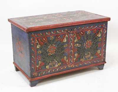 Lot 2714 - A Swedish painted pine blanket chest, the...