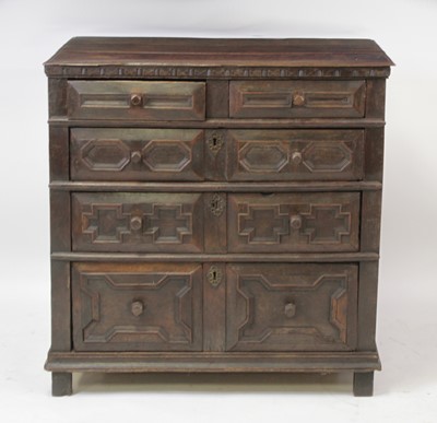 Lot 2727 - A Jacobean period oak chest, of two short and...