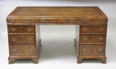 Lot 2722 - A walnut twin pedestal desk in the 18th...