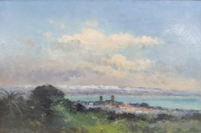 Lot 427 - Ian Houston (1934-2021) - View of Antibes, oil...