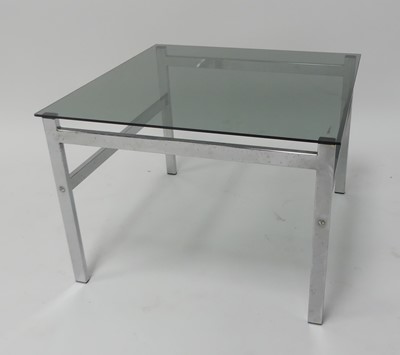 Lot 507 - A 1960s flat-sided chrome and smoky glass...