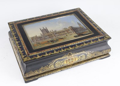 Lot 2497 - A Victorian papier-mâché deed or writing box,...