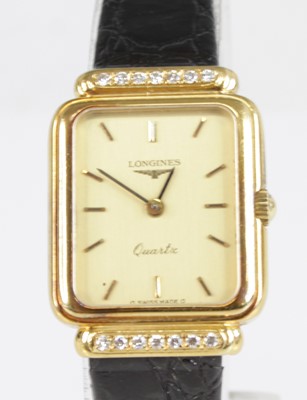 Lot 2420 - A Longines 18ct gold cased lady's dress watch,...