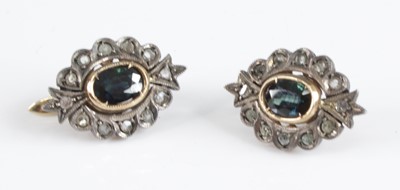 Lot 2302 - A pair of George III sapphire and diamond ear...
