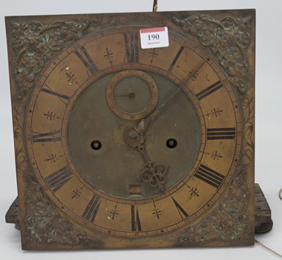 Lot 190 - An 18th century brass long case clock dial and...