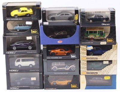 Lot 823 - A collection of 15 boxed mixed 1/43rd models,...