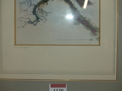 Lot 1130 - Ian Armour-Chelu - Cock Bullfinch, watercolour,...
