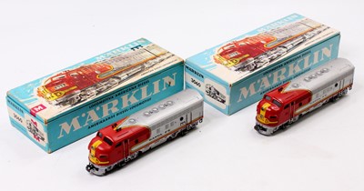 Lot 586 - Two Marklin H0 3-rail EMD F7 3060 Santa Fe...