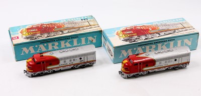 Lot 586 - Two Marklin H0 3-rail EMD F7 3060 Santa Fe...