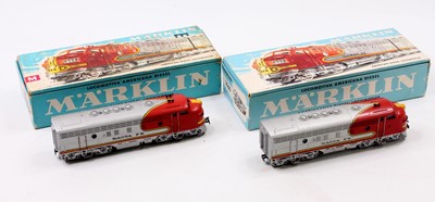 Lot 586 - Two Marklin H0 3-rail EMD F7 3060 Santa Fe...