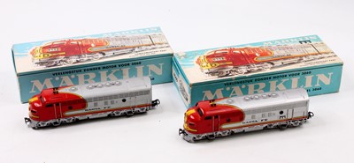 Lot 587 - Two Marklin H0 3-rail EMD F7 4060 Santa Fe...