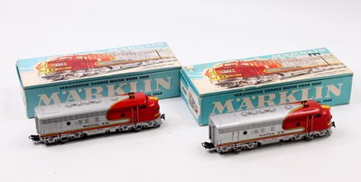 Lot 587 - Two Marklin H0 3-rail EMD F7 4060 Santa Fe...