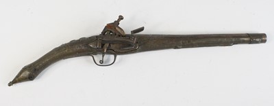 Lot 557 - A 19th century Turkish flintlock pistol,...