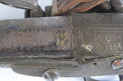 Lot 557 - A 19th century Turkish flintlock pistol,...