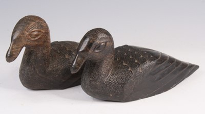 Lot 4208 - A 19th century carved hardwood model of a duck,...