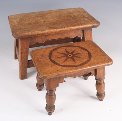 Lot 4221 - A 19th century oak small stool / candlestand,...