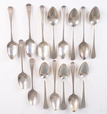 Lot 4116 - A set of five George III silver teaspoons, in...