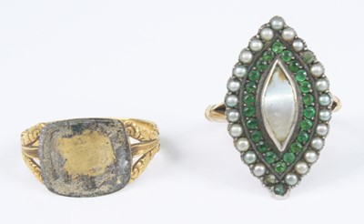 Lot 4141 - Two rings, being an 18ct yellow gold Georgian...
