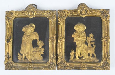 Lot 4249 - A pair of Victorian gilt bronze plaques of a...