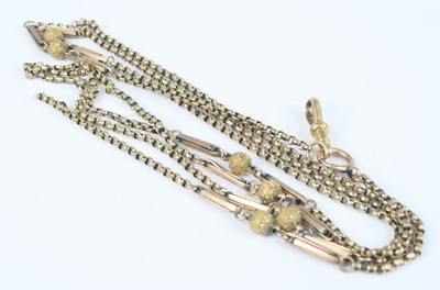 Lot 4156 - A 9ct gold belcher link guard chain, with...